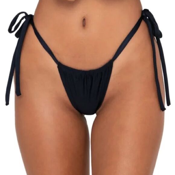 FAE Swim BIRDIE Tie Side Bikini Bottom - NERO - Minimal Coverage - Sustainable - Picture 4 of 11
